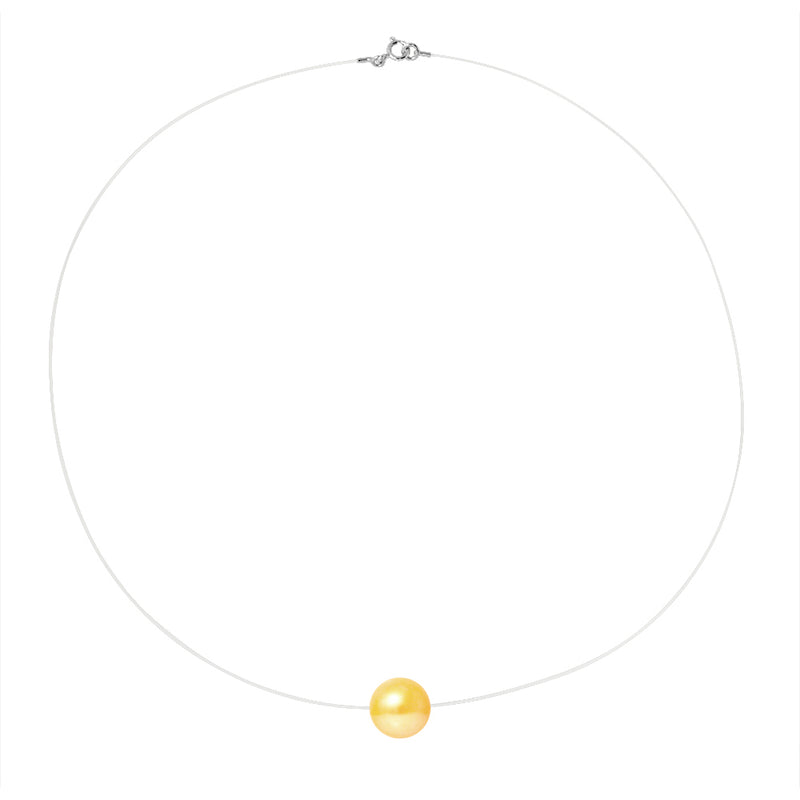 Collier- Perle de Culture d'Eau Douce- Diamètre 9-10 mm Gold-  Argent 925 Millièmes