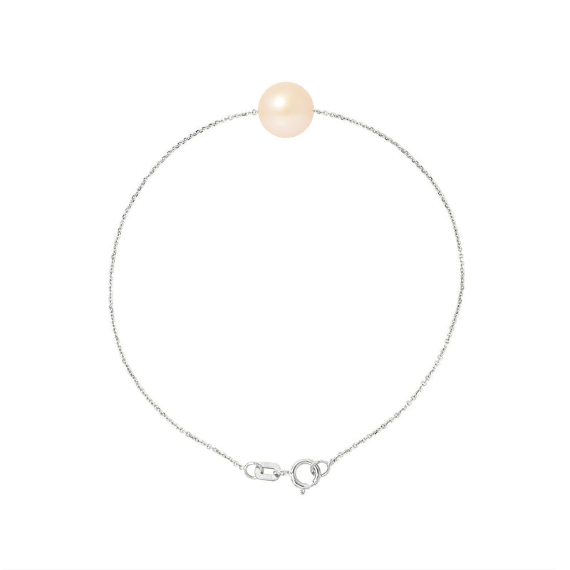 Bracelet- Perle de Culture d'Eau Douce- Diamètre 8-9 mm Rose-  Argent 925 Millièmes