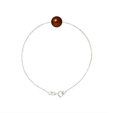 Bracelet 3- Perle de Culture d'Eau Douce- Diamètre 8-9 mm- Colori Chocolat- Argent 925 Millièmes