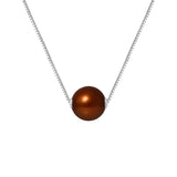 Collier- Perle de Culture d'Eau Douce- Diamètre 9-10 mm Chocolat- Argent 925 Millièmes