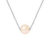 Collier Argent Perle de Culture d'Eau Douce Rose- Diamètre 9-10 mm