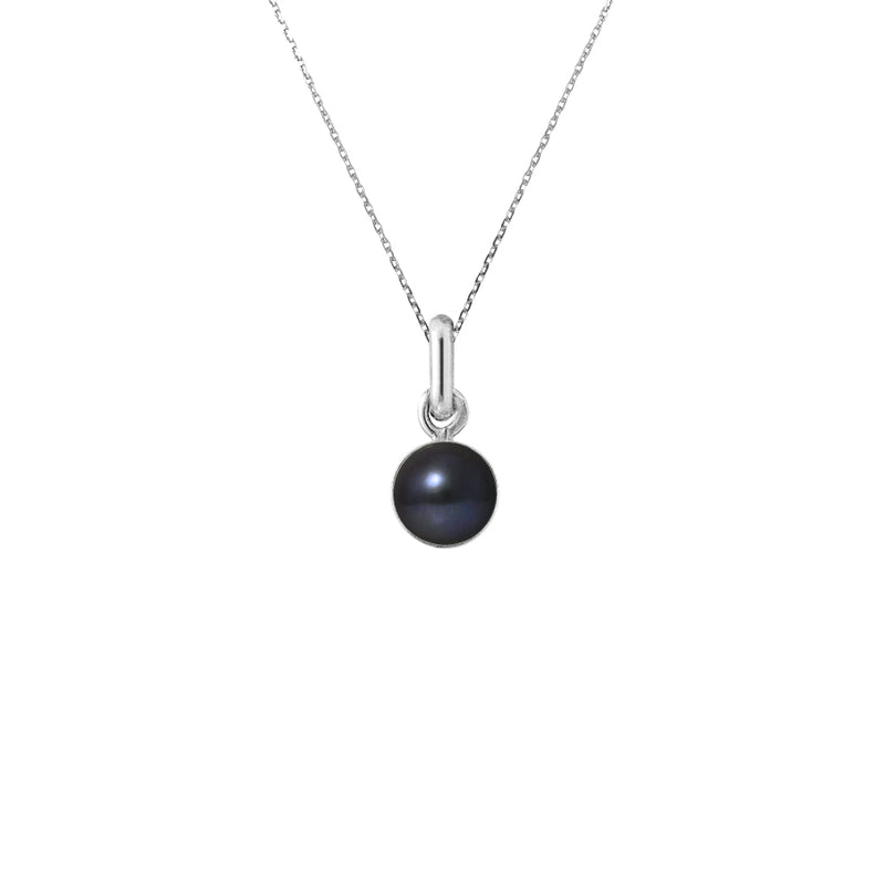 Collier- Perle de Culture- Diamètre 6-7  mm  Black Tahiti- Argent