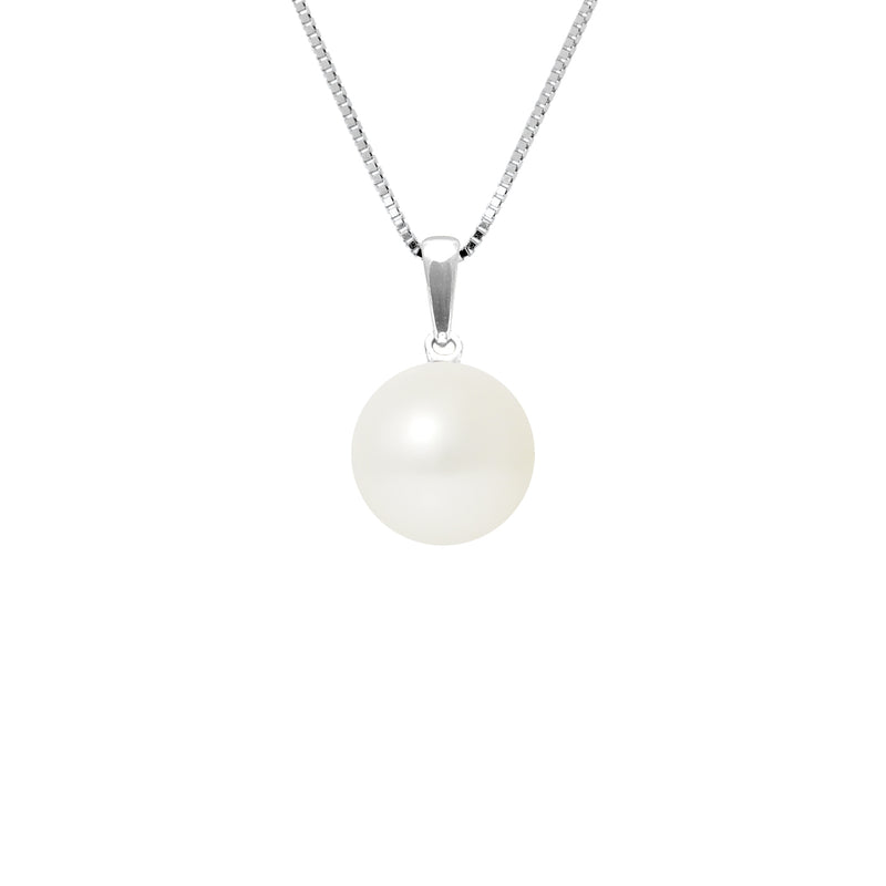 Collier- Perle de Culture 9-10 mm Blanc-  Argent 925 Millièmes