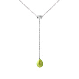 Collier Cravate- Perle de Culture d'Eau Douce- Diamètre 9-10 mm Vert Tonic- Argent 925 Millièmes