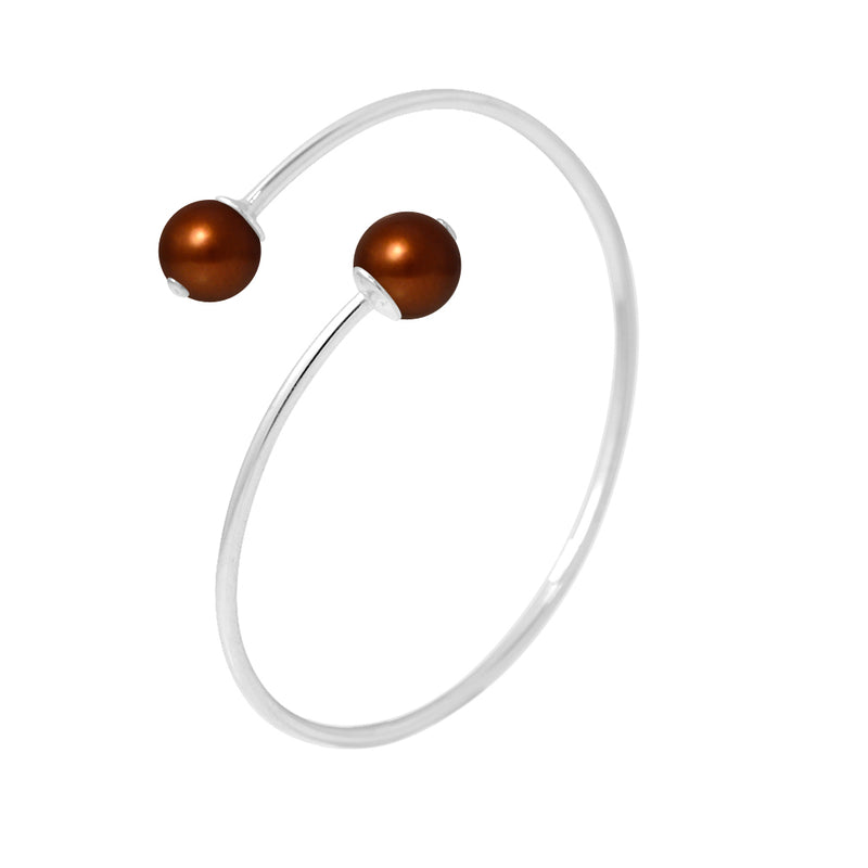 Bracelet- Perles de Culture d'Eau Douce Diamètre 9-10 mm Chocolat- Argent 925 Millièmes