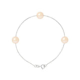 Bracelet 3 Perles de Culture d'Eau Douce- Diamètre 7-8 mm Rose-  Argent 925 Millièmes