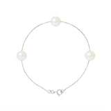 Bracelet  3 Perles de Culture- Diamètre 7-8 mm Blanc- Argent
