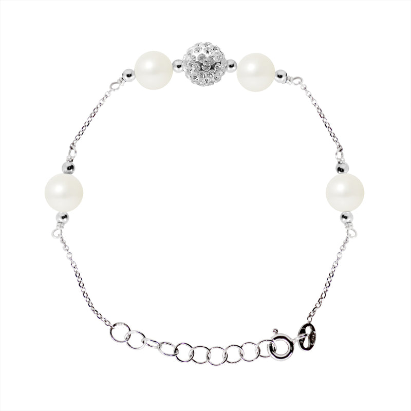 Bracelet 4 Perles de Culture d'Eau Douce- Diamètre 6-7  mm Blanc- Argent 925 Millièmes ÿ