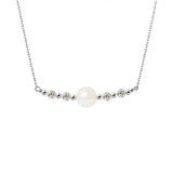 Collier- Perle de Culture d'Eau Douce- Diamètre 9-10 mm Blanc-  Argent 925 Millièmes