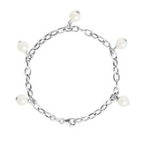 Collier CHARM'S 5 Perles de Culture d'Eau Douce- Diamètre 7-8 mm Blanc- Argent 925 Millièmes