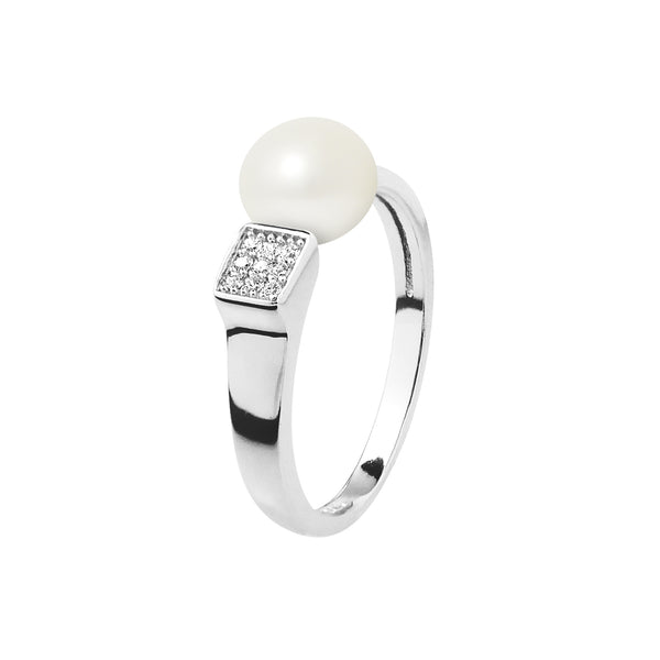 Jonc Moderne- Perle de Culture d'Eau Douce  Bouton 8-9 mm Blanc-  Argent 925 Millièmes