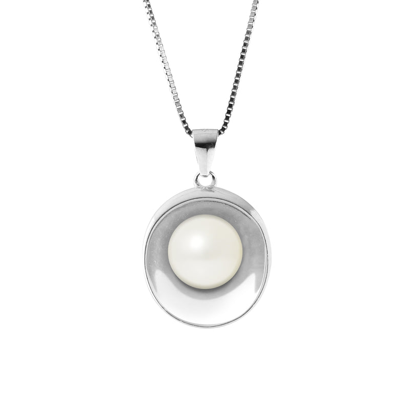 Collier Moon Argent Perle de Culture d'Eau Douce - Diamètre 9-10 mm
