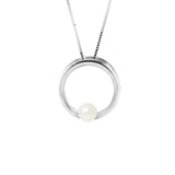 Collier Circle Argent Perle de Culture d'Eau Douce Blanc Ronde 6-7  mm