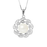 Collier Corolle- Perle de Culture d'Eau Douce  Bouton 8-9 mm Blanc-  Argent 925 Millièmes