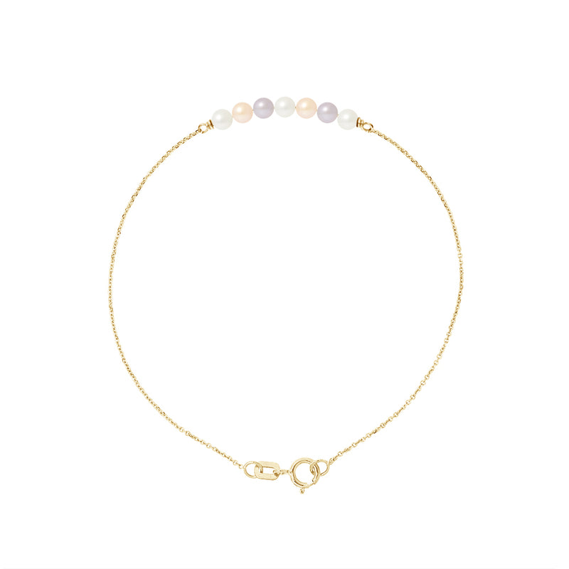 Bracelet- Perle de Culture d'Eau Douce - Diamètre 3-4 mm Multicolorÿ-  OrJaune