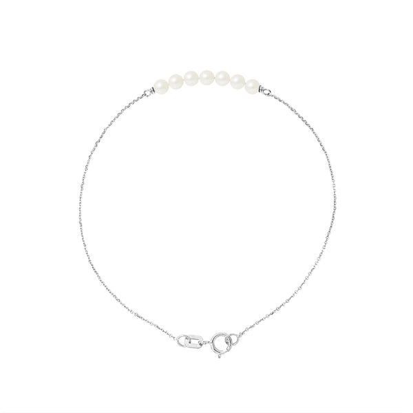 Bracelet- Perle de Culture d'Eau Douce - Diamètre 3-4 mm Blanc-Or Blanc