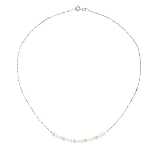 Collier Or Blanc Perle de Culture d'Eau Douce - Diamètre 3-4 mm