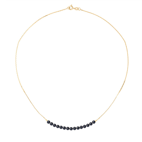 Collier OrJaune Perle de cutlure Black Tahiti- Diamètre 3-4 mm