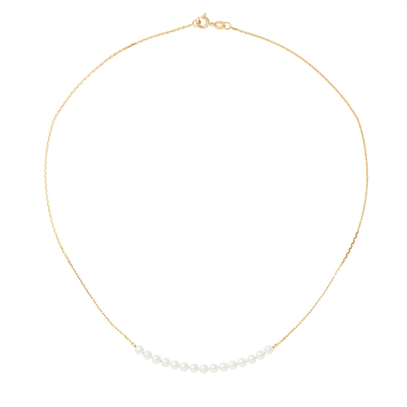 Collier- Perle de Culture d'Eau Douce - Diamètre 3-4 mm Blanc- Or Jaune
