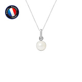 Pendentif- Perle de Culture- Bouton Diamètre 6-7 mm Blanc- Or Blanc
