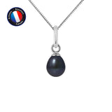 Pendentif- Perle de Culture d'Eau Douce- Bouton Diamètre 5-6 mm Black Tahiti- Bijou Femme- Or Blanc
