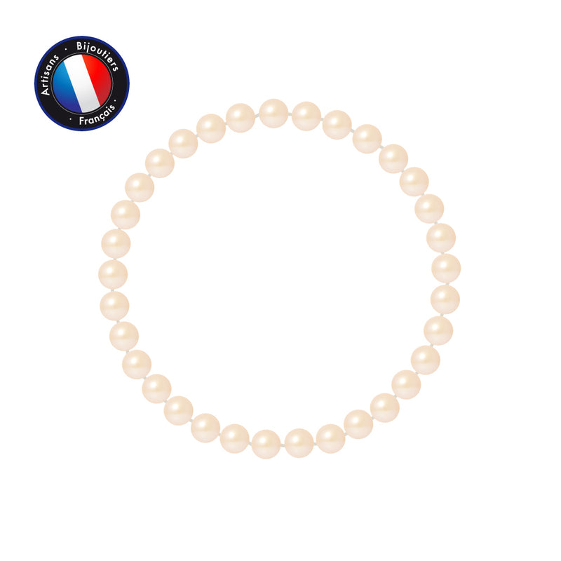 Bracelet Porte Bonheur- Perle d'Eau Douce- Ronde 5-6 mm Rose