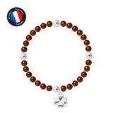 Bracelet Porte Bonheur- Perle d'Eau Douce- Ronde 5-6 mm Chocolat