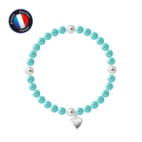 Bracelet Porte Bonheur- Perle d'Eau Douce- Ronde 5-6 mm Bleu Turquoise