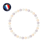 Bracelet Porte Bonheur- Perle d'Eau Douce- Ronde 5-6 mm Multicolor