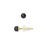 Boucle d'Oreilles- Perles de Culture 3-4 mm Black Tahiti- Or Jaune
