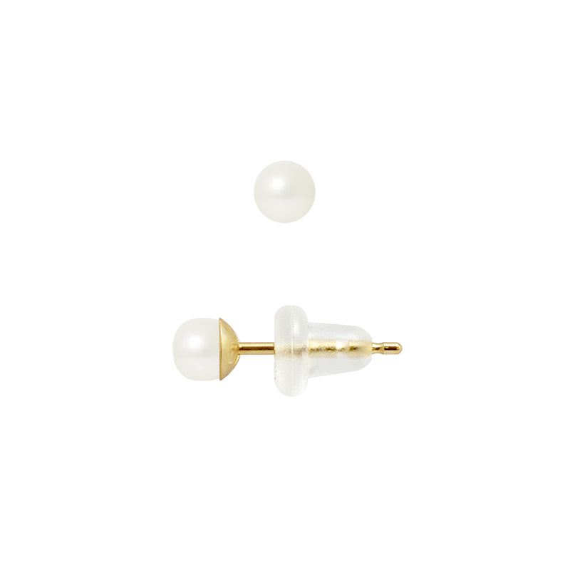 Boucle d'Oreilles- Perles de Culture 4-5 mm Blanc- Or Jaune