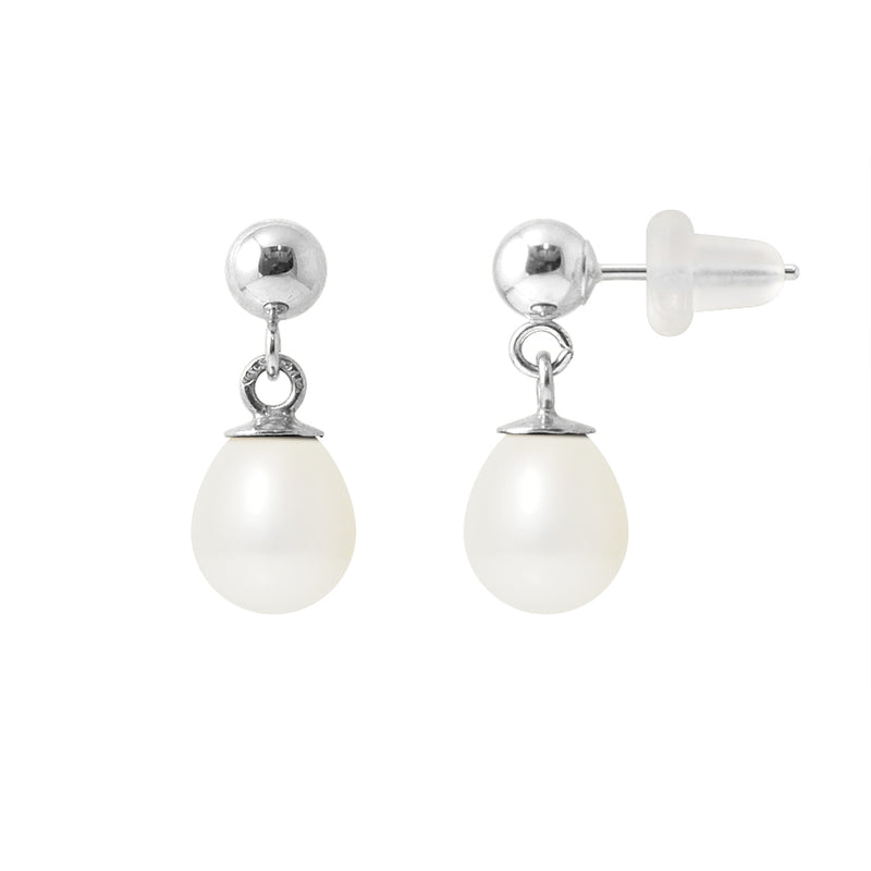 Boucles d'oreilles en or blanc et perles blanche | Abi