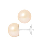 Boucle d'Oreilles Perles de Culture d'Eau Douce Bouton Diamètre 9-10 mm Rose Or Blanc