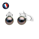 Boucle d'Oreilles -Perles de Tahiti- Ovale Diamètre 8-9 mm- Argent