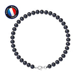 Bracelet- Perles de Culture- Semi Ronde 5-6 mm Black Tahiti-Argent