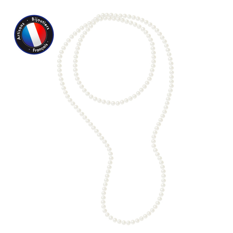 Sautoir- Perle de Culture d'Eau Douce- Barroque 7-8 mm Blanc- Bijou Femme
