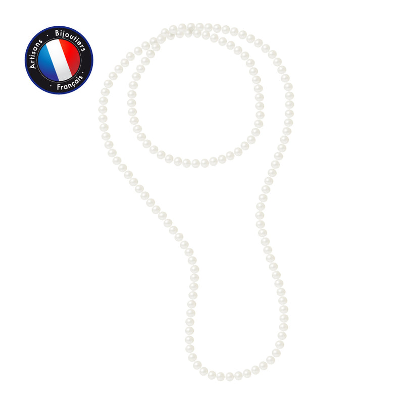 Sautoir- Perle de Culture d'Eau Douce- Barroque 8-9 mm Blanc- Bijou Femme
