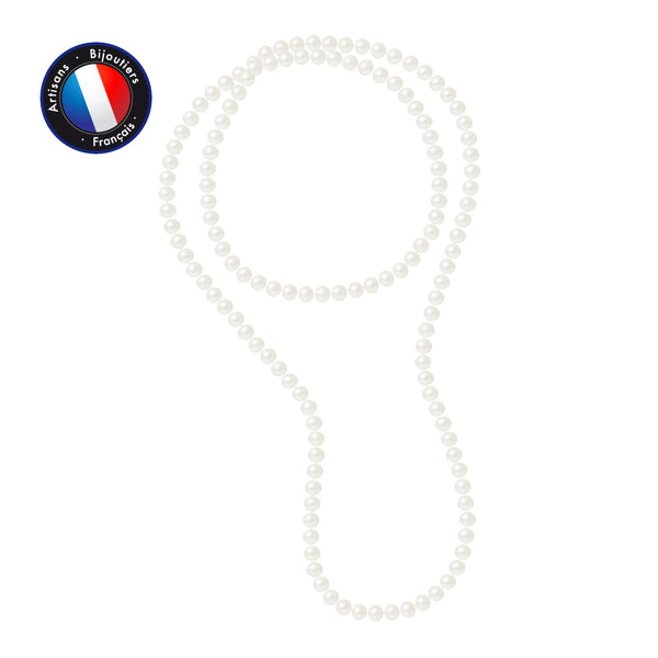 Sautoir- Perle de Culture d'Eau Douce- Barroque 9-10 mm Blanc-