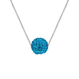 Collier Argent 925 Millièmes orné d'une Boule Pendentif entièrement sertie de Véritable Cristal Bleu